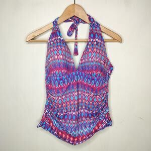 La Blanca Tankini Swim Top Geometric Halter